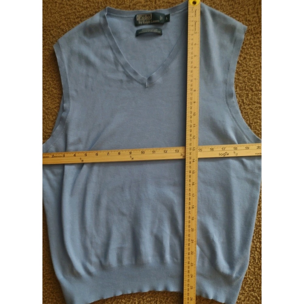 Polo Golf Ralph Lauren Sweater Vest 100% Pima Cotton Sky Blue Pony Men's Large
